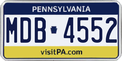 PA license plate MDB4552