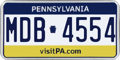 PA license plate MDB4554