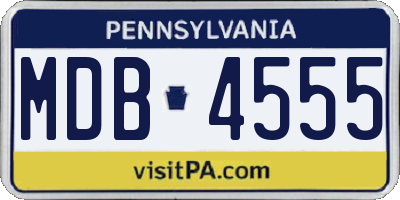 PA license plate MDB4555
