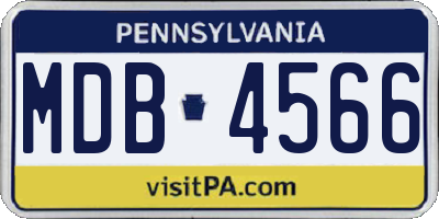 PA license plate MDB4566