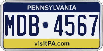 PA license plate MDB4567