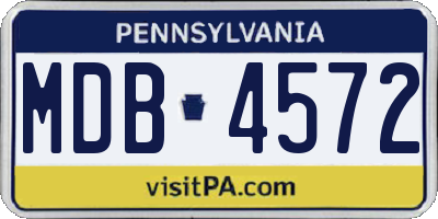 PA license plate MDB4572