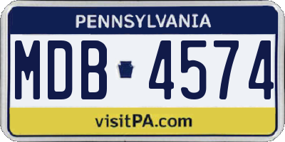 PA license plate MDB4574