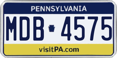 PA license plate MDB4575