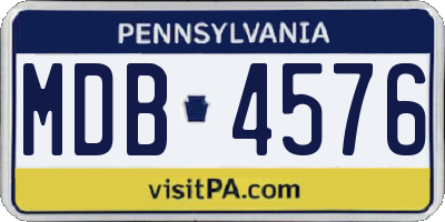 PA license plate MDB4576