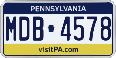 PA license plate MDB4578