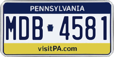 PA license plate MDB4581