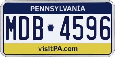PA license plate MDB4596