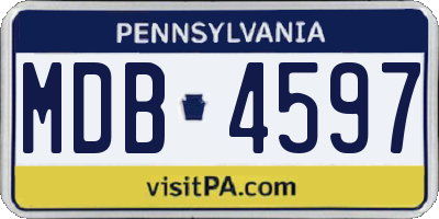 PA license plate MDB4597