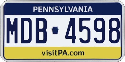 PA license plate MDB4598