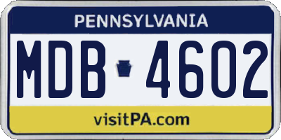 PA license plate MDB4602