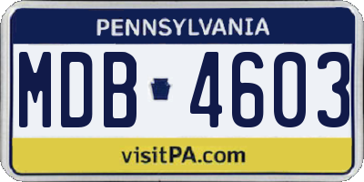 PA license plate MDB4603