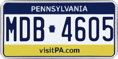 PA license plate MDB4605