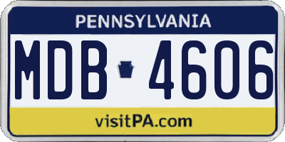 PA license plate MDB4606