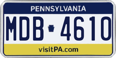 PA license plate MDB4610