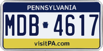 PA license plate MDB4617