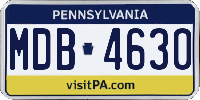 PA license plate MDB4630