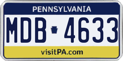 PA license plate MDB4633