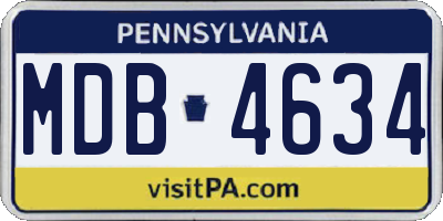 PA license plate MDB4634