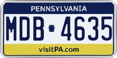 PA license plate MDB4635