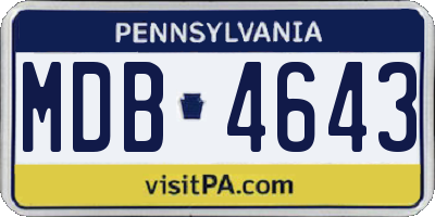 PA license plate MDB4643
