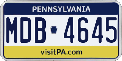 PA license plate MDB4645