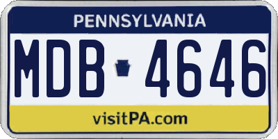 PA license plate MDB4646