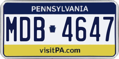PA license plate MDB4647
