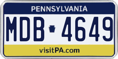 PA license plate MDB4649