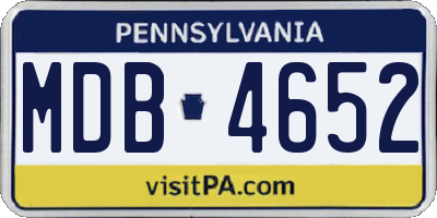 PA license plate MDB4652