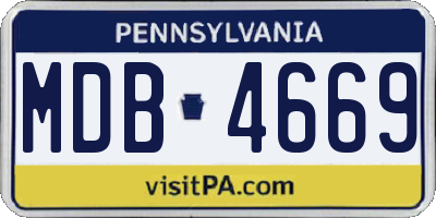 PA license plate MDB4669