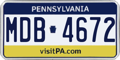 PA license plate MDB4672