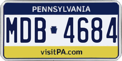 PA license plate MDB4684