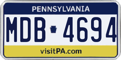 PA license plate MDB4694