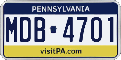 PA license plate MDB4701