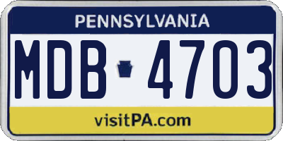 PA license plate MDB4703