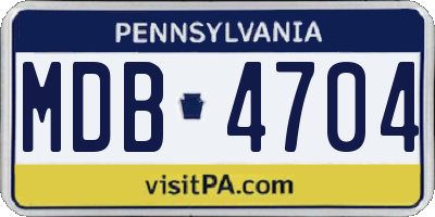 PA license plate MDB4704