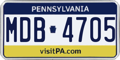 PA license plate MDB4705