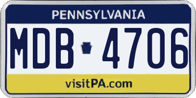 PA license plate MDB4706