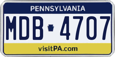 PA license plate MDB4707