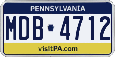 PA license plate MDB4712