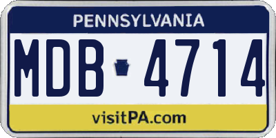 PA license plate MDB4714