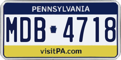 PA license plate MDB4718