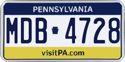 PA license plate MDB4728