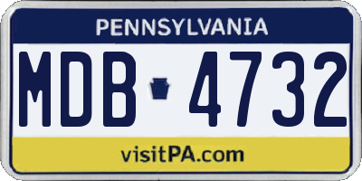 PA license plate MDB4732