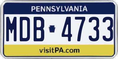 PA license plate MDB4733