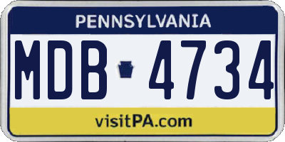 PA license plate MDB4734