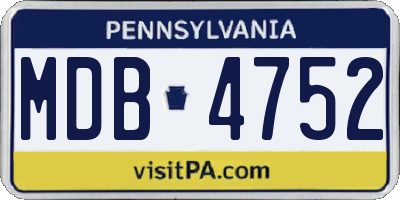 PA license plate MDB4752