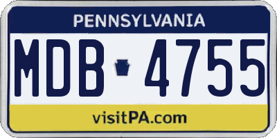 PA license plate MDB4755