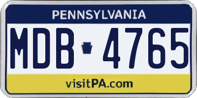 PA license plate MDB4765
